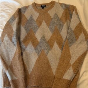 Todd Snyder Men's Crewneck Sweater - Brown and Gray Argyle